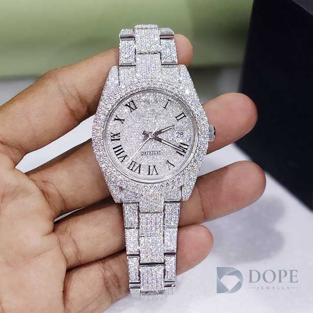 Stunning Round Full Iced Out Diamond Watch Alternate View