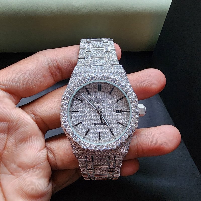 Elegant Full Iced Out Baguette Dial Diamond Watch Alternate View
