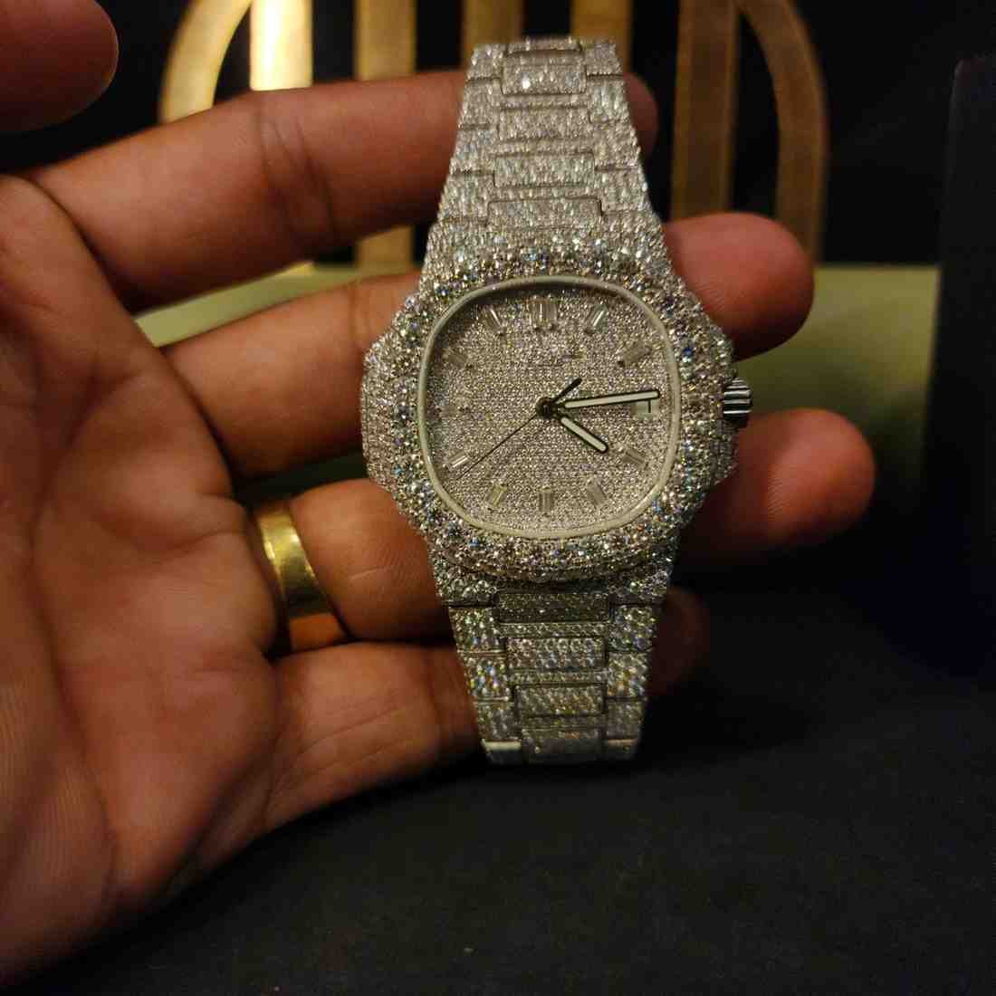 Round Case Custom Full Iced Out Diamond Watch Alternate View