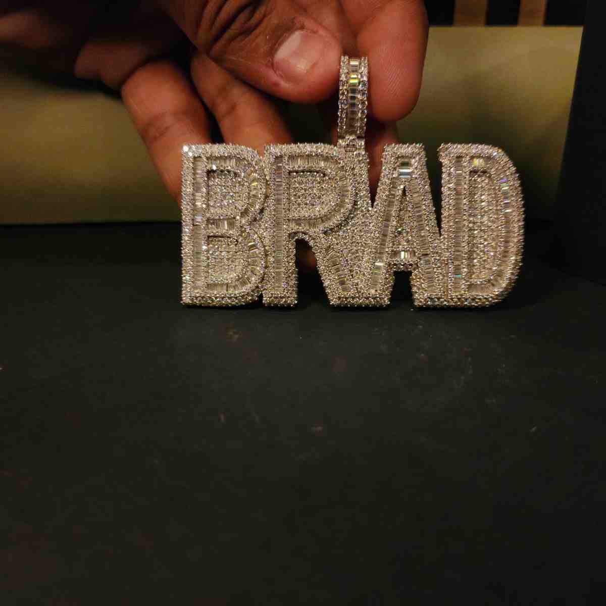 Iced Out BRAD Name Hip Hop Diamond Pendant Alternate View