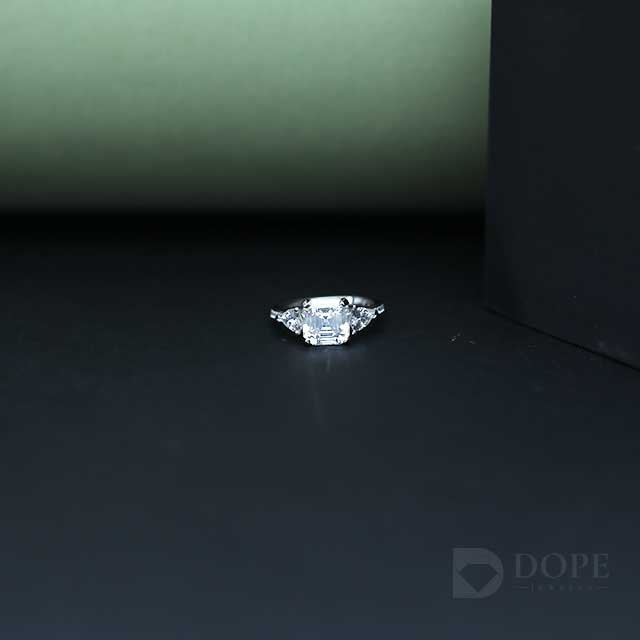 Unique Designer Three Stone Diamond Ring Alternate View