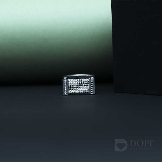 Unique Designer Men's Lab Grown Pave Diamond Silver Band Alternate View