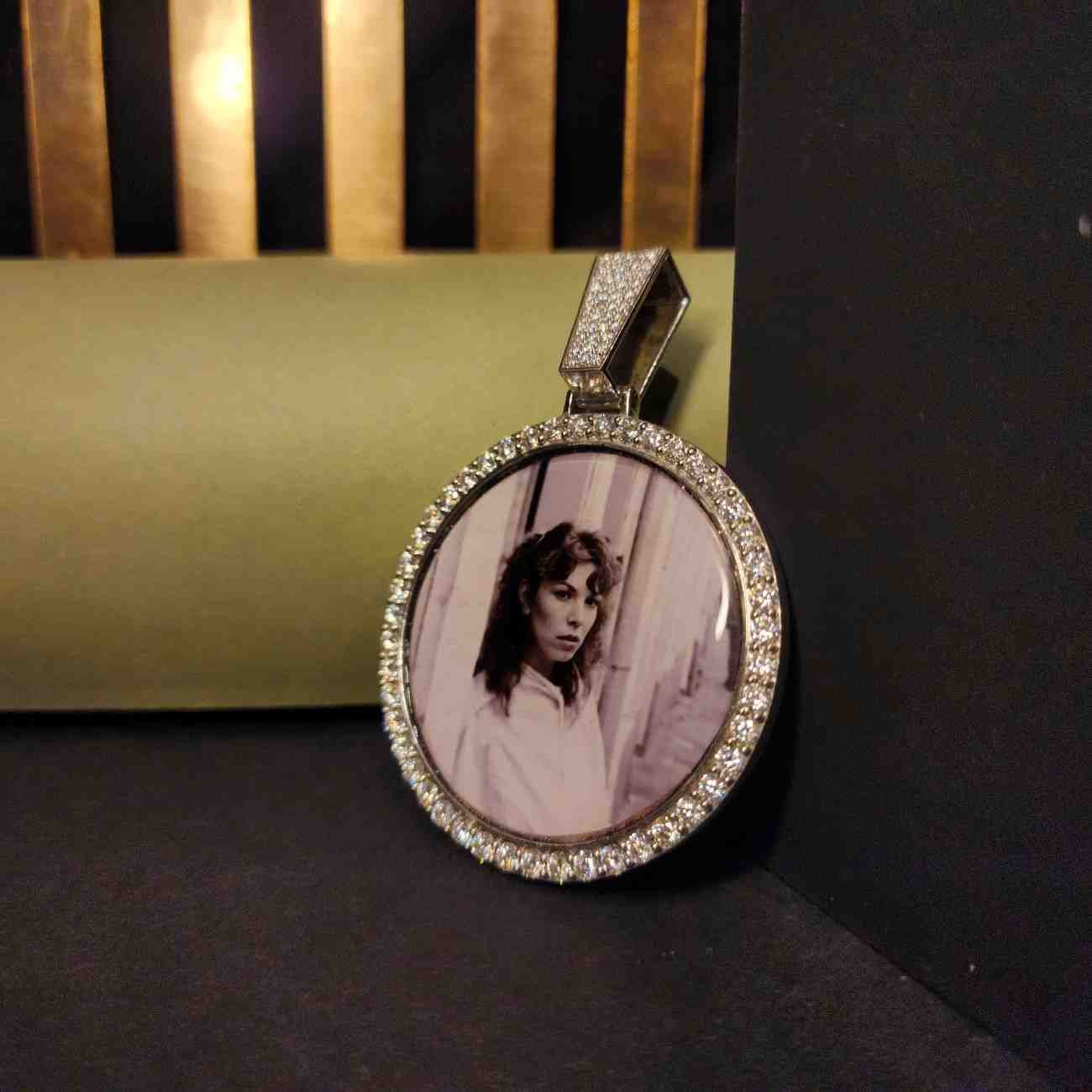 Customized Photo Diamond Halo Pendant Alternate View