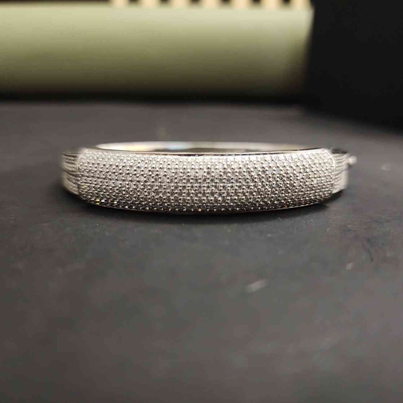 Elegant Round Cut Stiff Cuban Diamond Bracelet Alternate View
