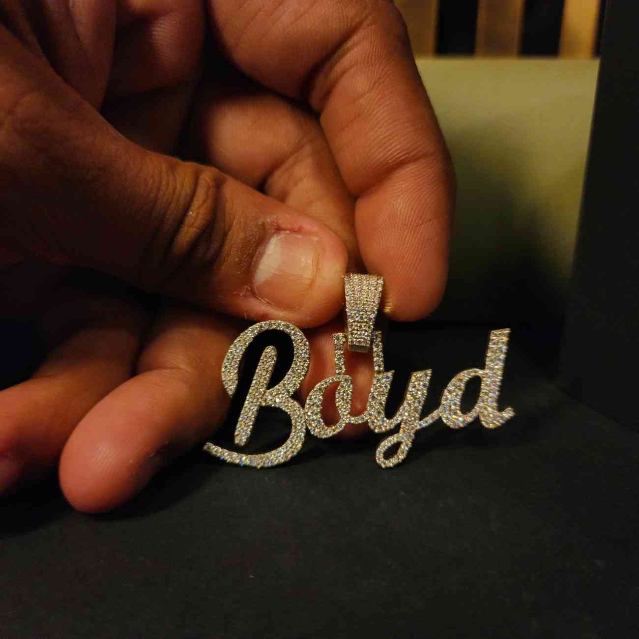 BAYD-Iced Out Diamond Name Pendant Alternate View