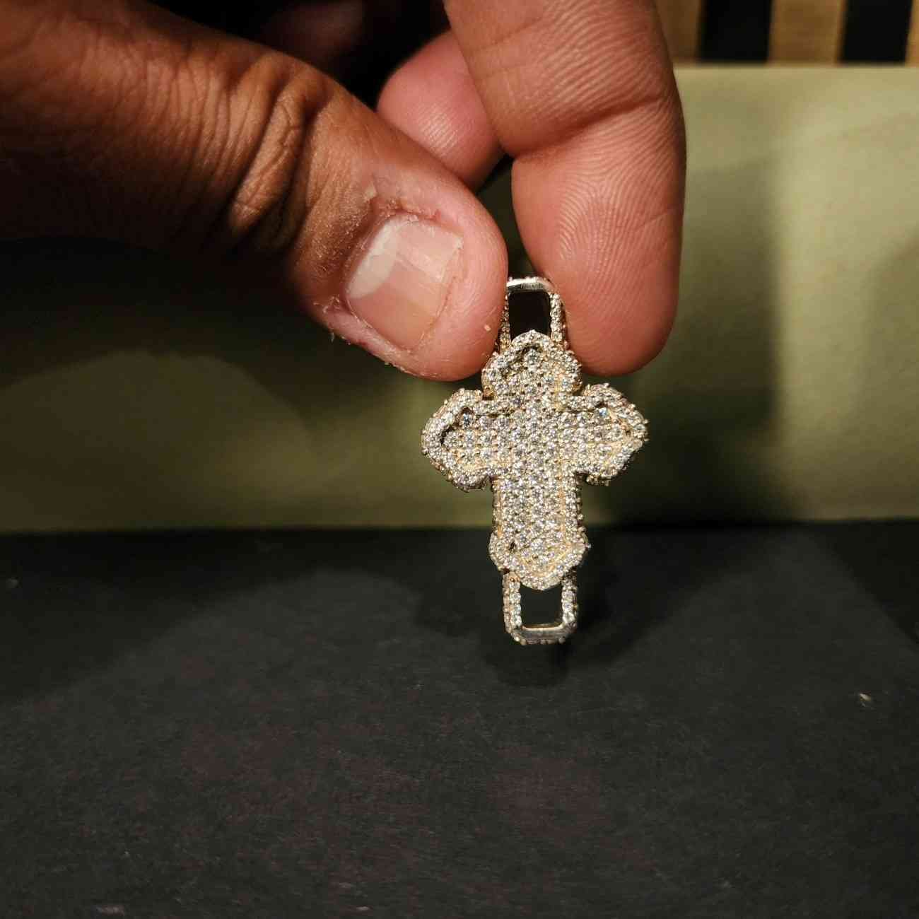 Trendy Iced Out Cross Diamond Pendant Alternate View