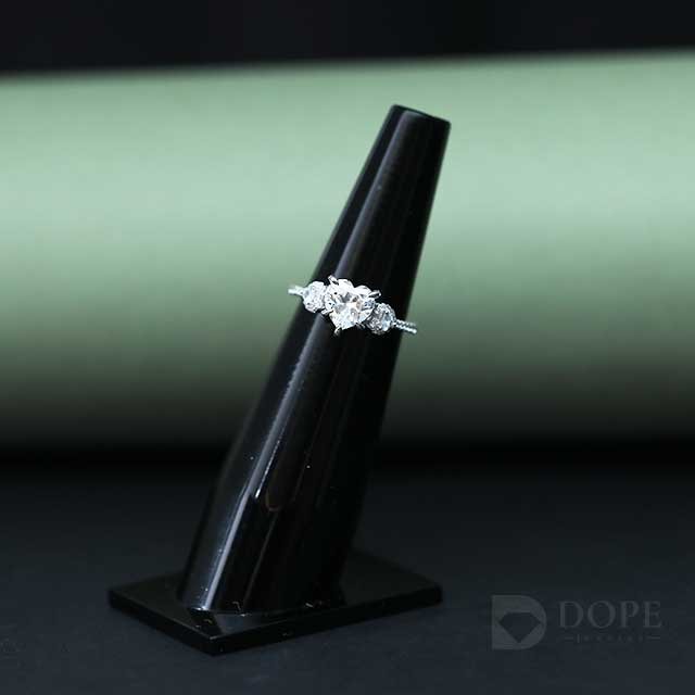 Elegant Three Stone Silver Promise Diamond Ring