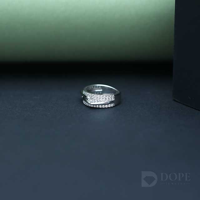 Unisex Round Double Row Wedding Diamond Ring Alternate View