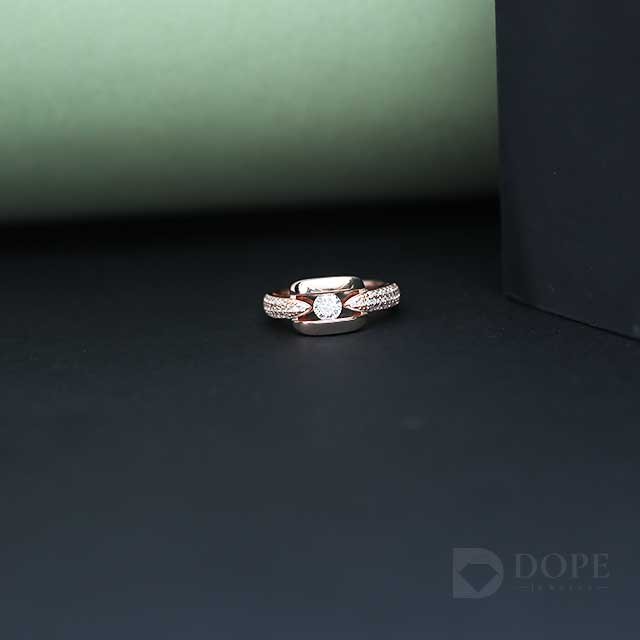 Classic Unique Designer Round Center Two Tone Diamond Ring Alternate View