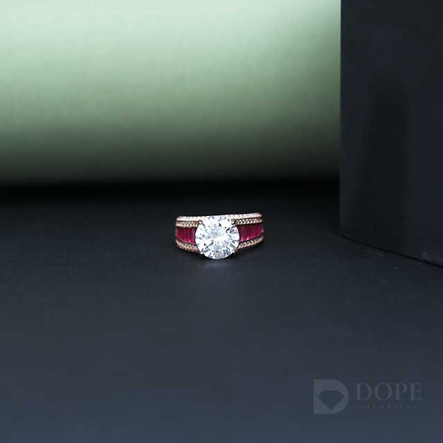 Round And Baguette  Lab Grown Bridal Diamond Ring Alternate View