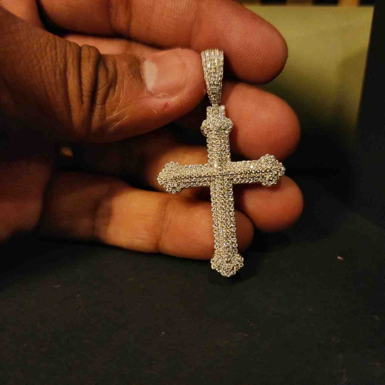 Iced Out Diamond Cross Pendant Alternate View