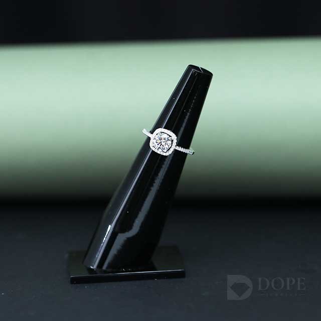 Square Shaped Solitaire Pave Diamond Ring For Her
