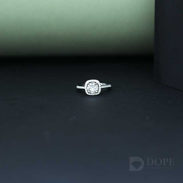 Square Shaped Solitaire Pave Diamond Ring For Her Alternate View