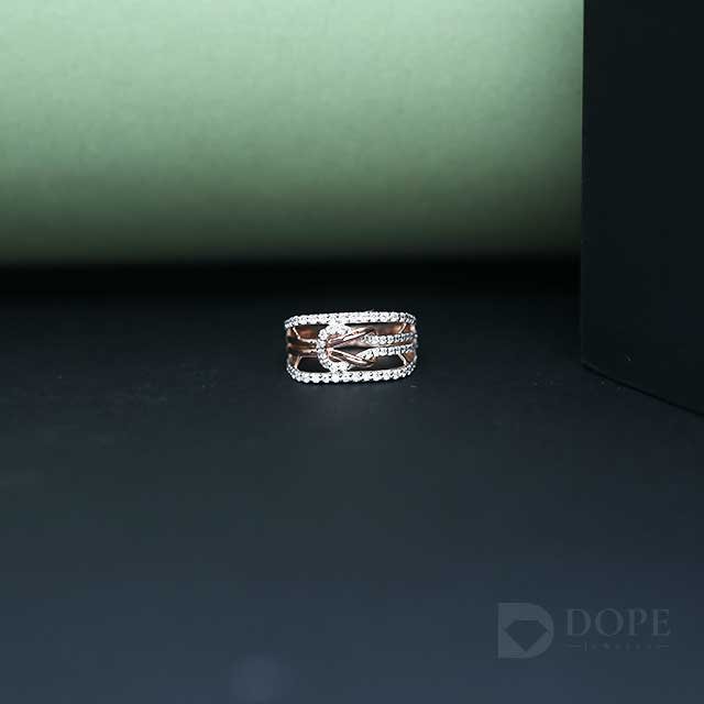 Unique Designer Two Tone Pave Diamond Ring For Her Alternate View