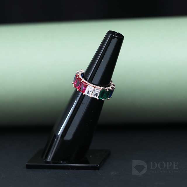 Multi Color Radiant Cut Full Eternity Lab Grown Diamond Band
