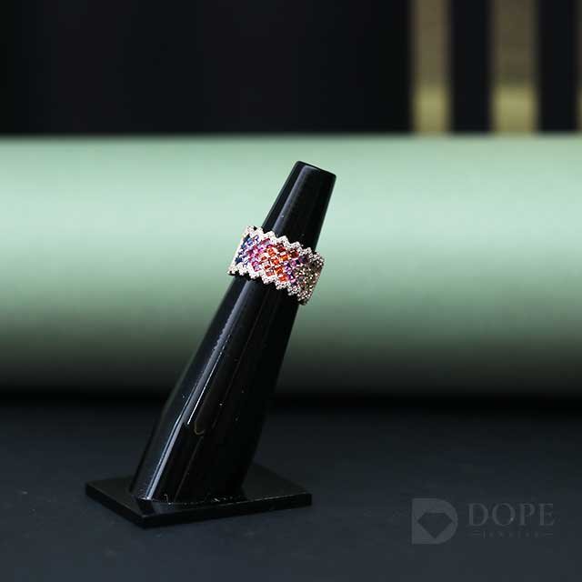 Unique Multi Color Round Cut Lab Grown Diamond Ring