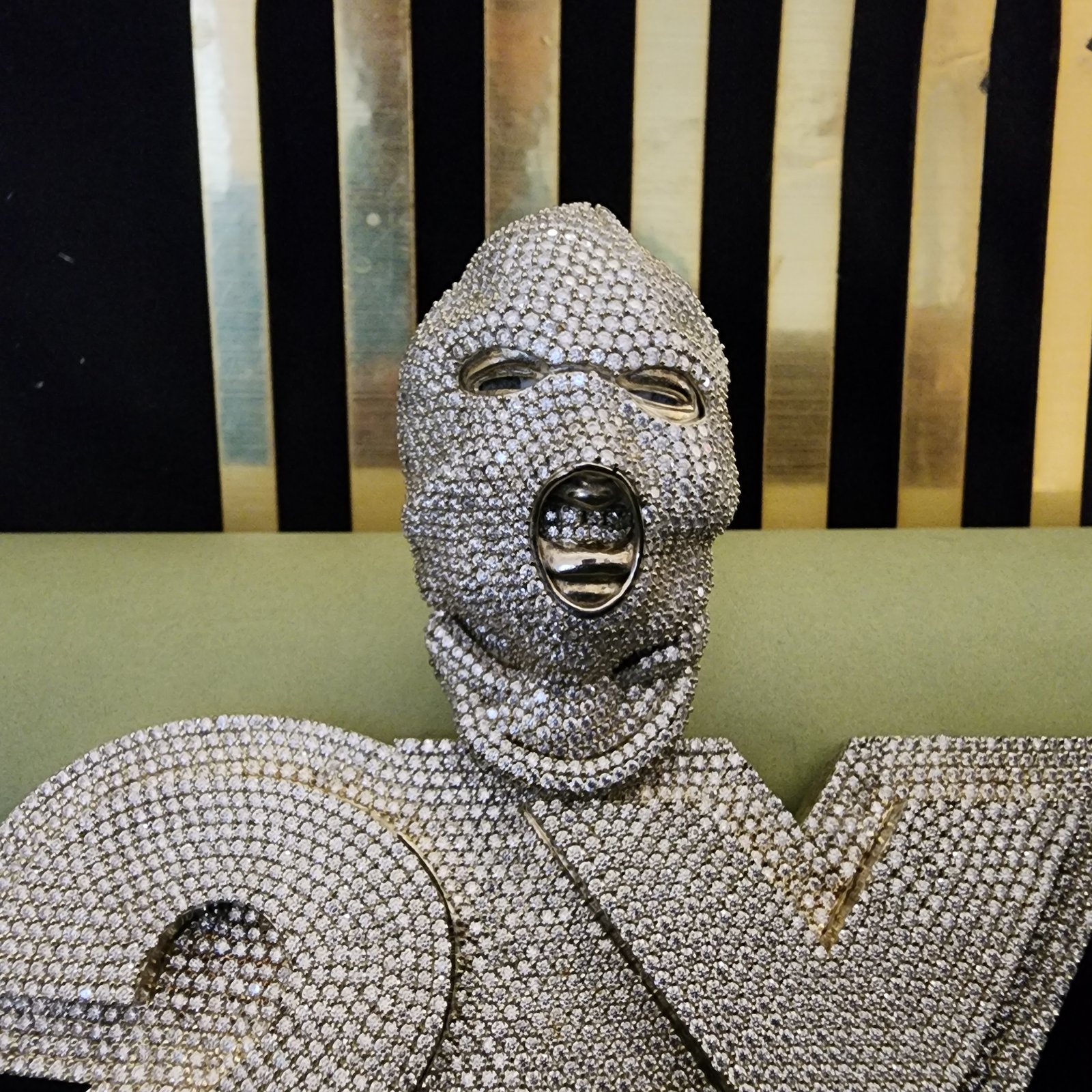 Diamond Iced Out Ski Mask, 2X, Hip Hop Pendant Alternate View