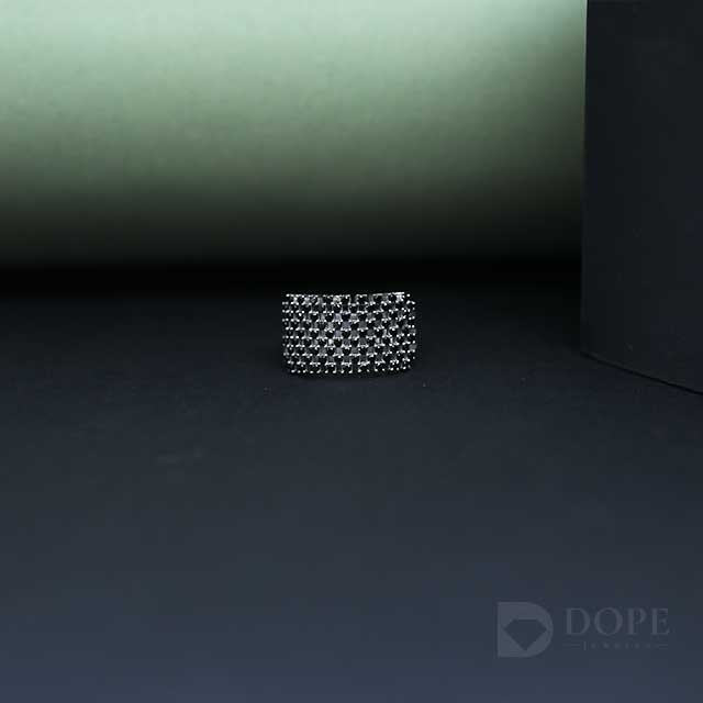 Men's Black Round Cut Lab Grown Diamond Ring Alternate View