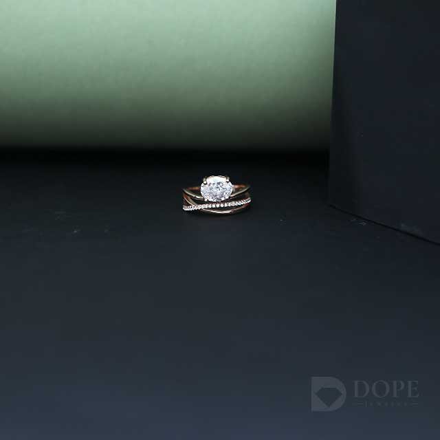 Oval Cut Lab Grown Cross Anniversary Ring Alternate View