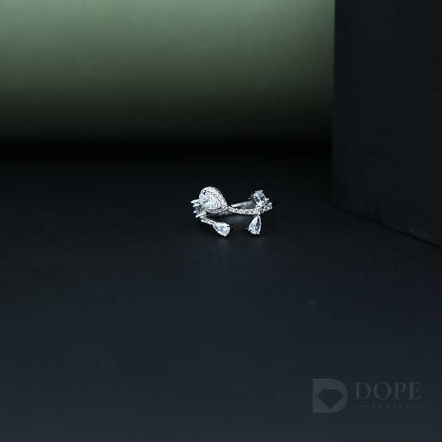 Unique Designer Pear Cut Lab Grown Diamond Bridal Ring Alternate View