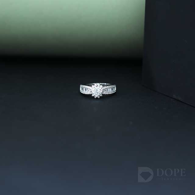 Unique Designer Flower Shape Lab Grown Diamond Engagement Ring Alternate View
