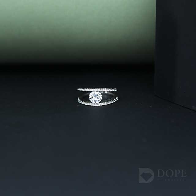 Round Lab Grown Double Band Diamond Ring Alternate View
