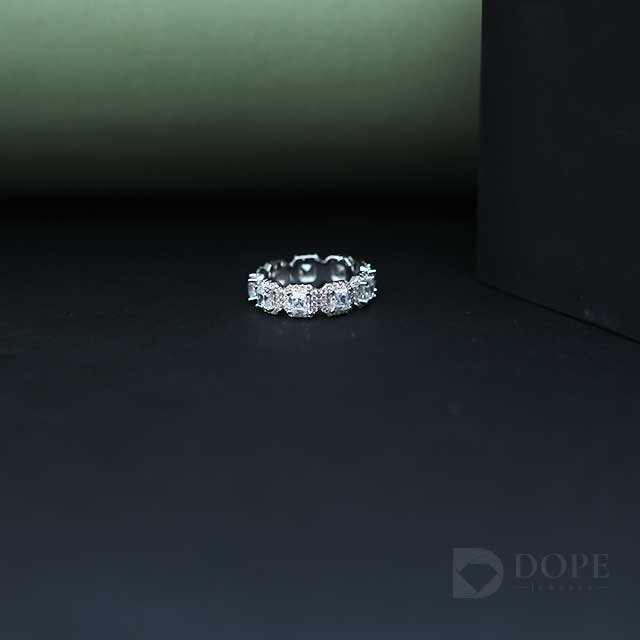 Classic Asscher Cut Lab Grown Eternity Diamond Band Alternate View
