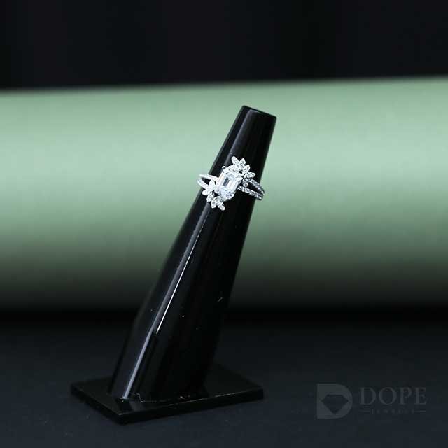 Elegant Emerald Cut Flower Shape Diamond Bridal Ring