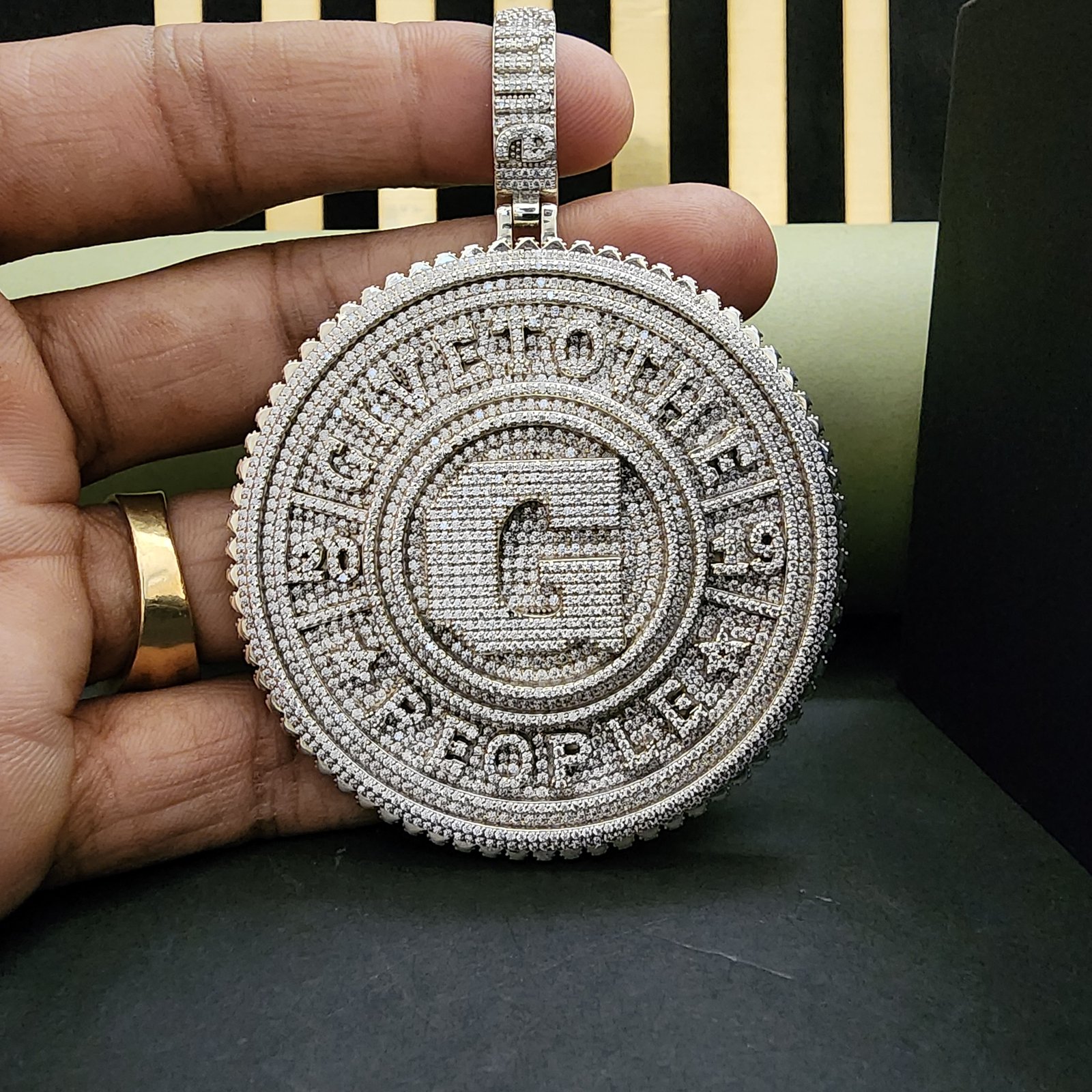 Iced Out Diamond "G" Letter Hip Hop Pendant Alternate View