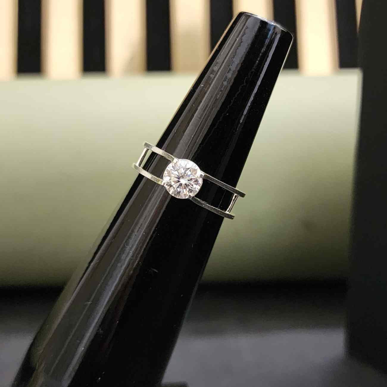 Modern Round Cut Lab Grown Double Band Diamond Ring