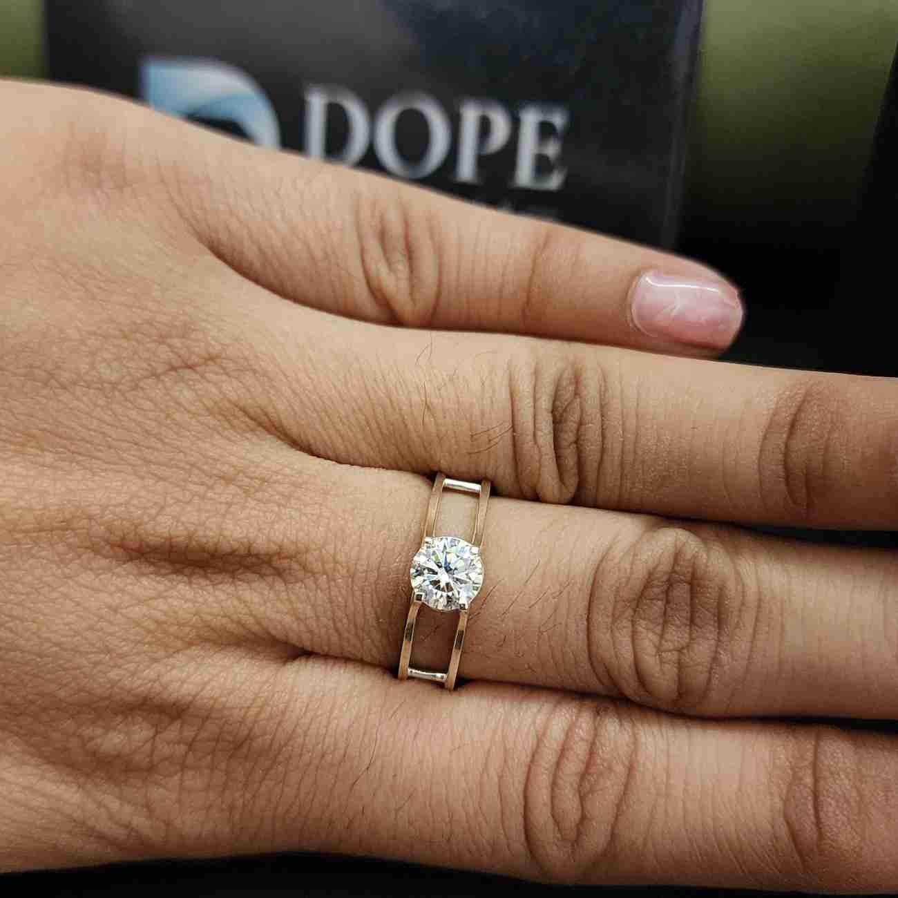 Modern Round Cut Lab Grown Double Band Diamond Ring Alternate View