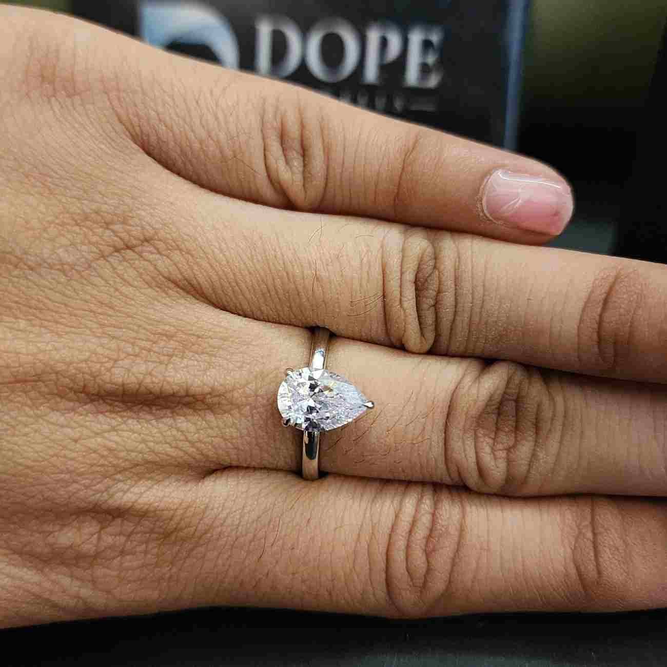 Classic Pear Cut Lab Grown Diamond Wedding Ring For Gift Alternate View