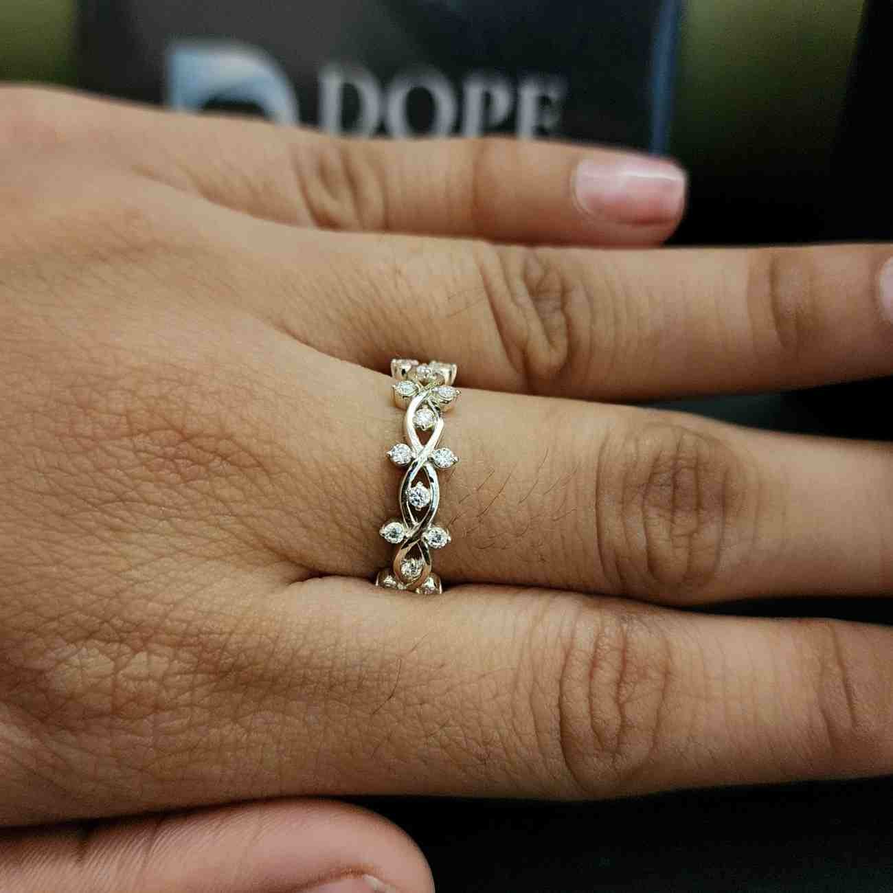 Minimal Infinity Vine Flower Shape Lab Grown Diamond Band Alternate View