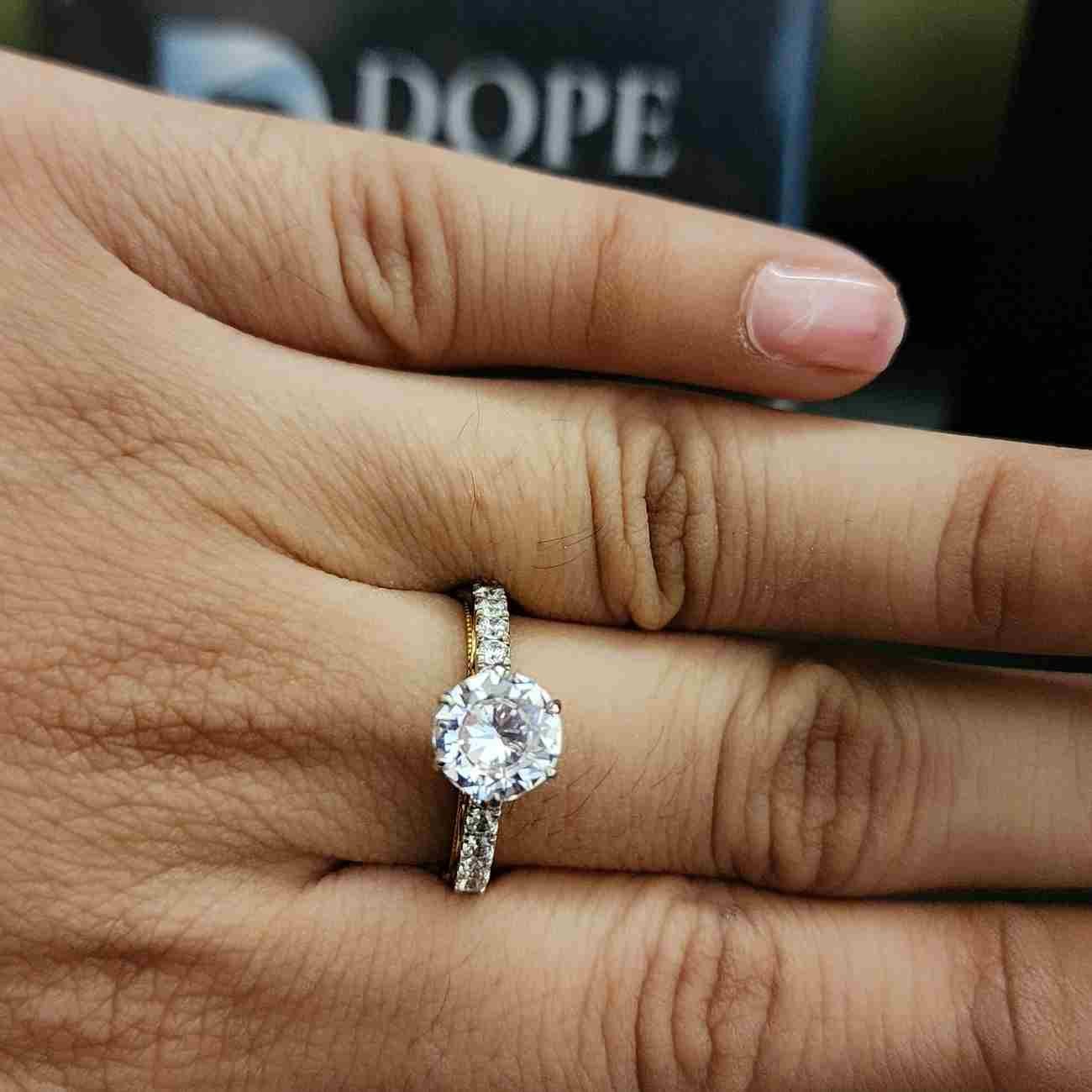 Exclusive Round Cut Lab Grown Handmade Pave Diamond ring Alternate View
