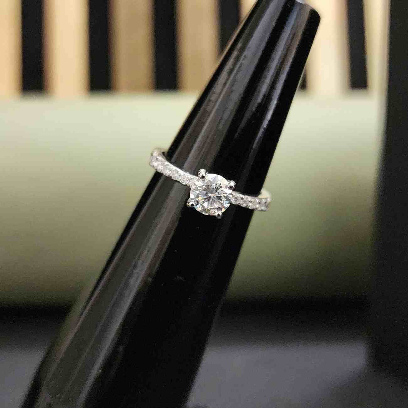 Trendy Round Cut Lab Grown Pave Diamond Ring