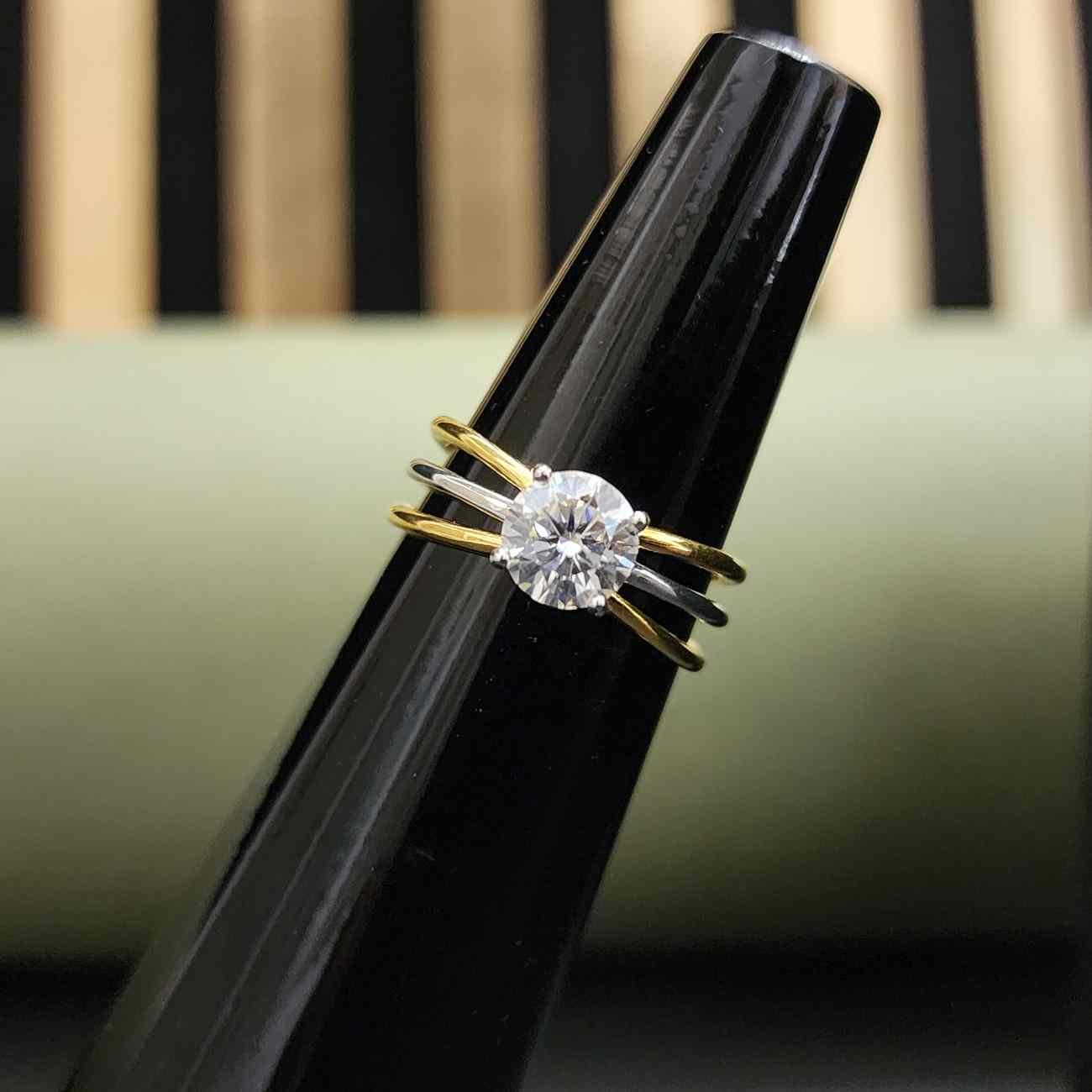 Unique Designer Two Tone Round Cut Diamond Ring
