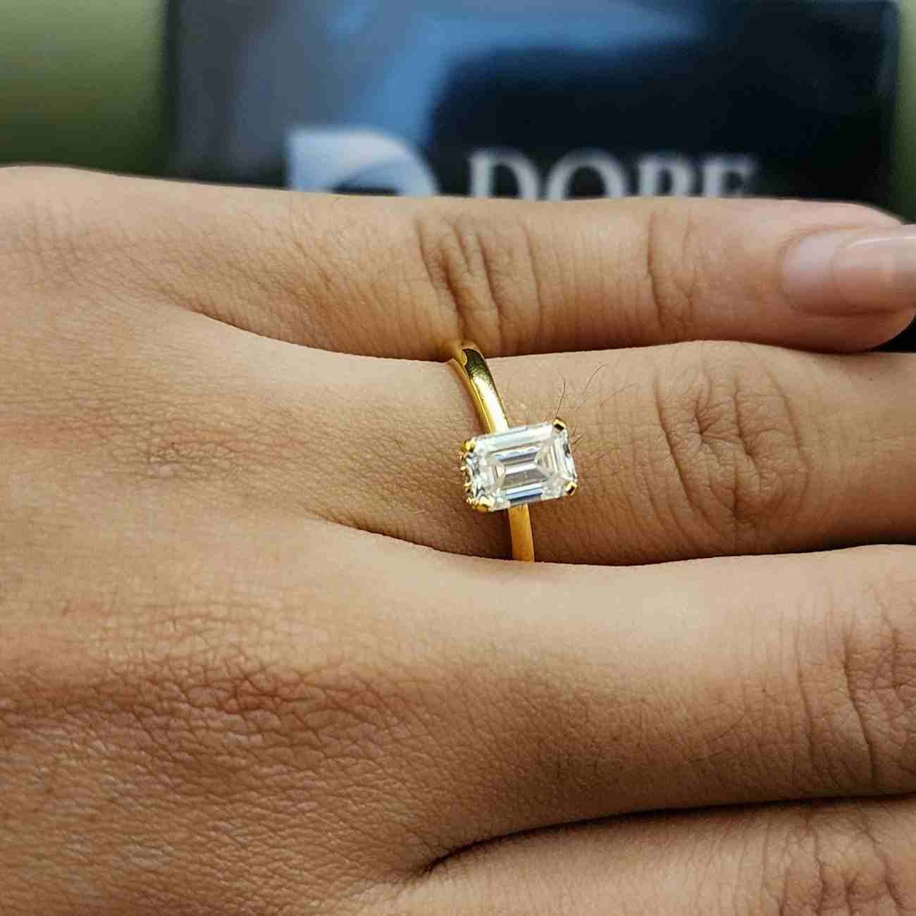 Minimalist Emerald Cut Lab Grown Diamond Engagement Ring Alternate View