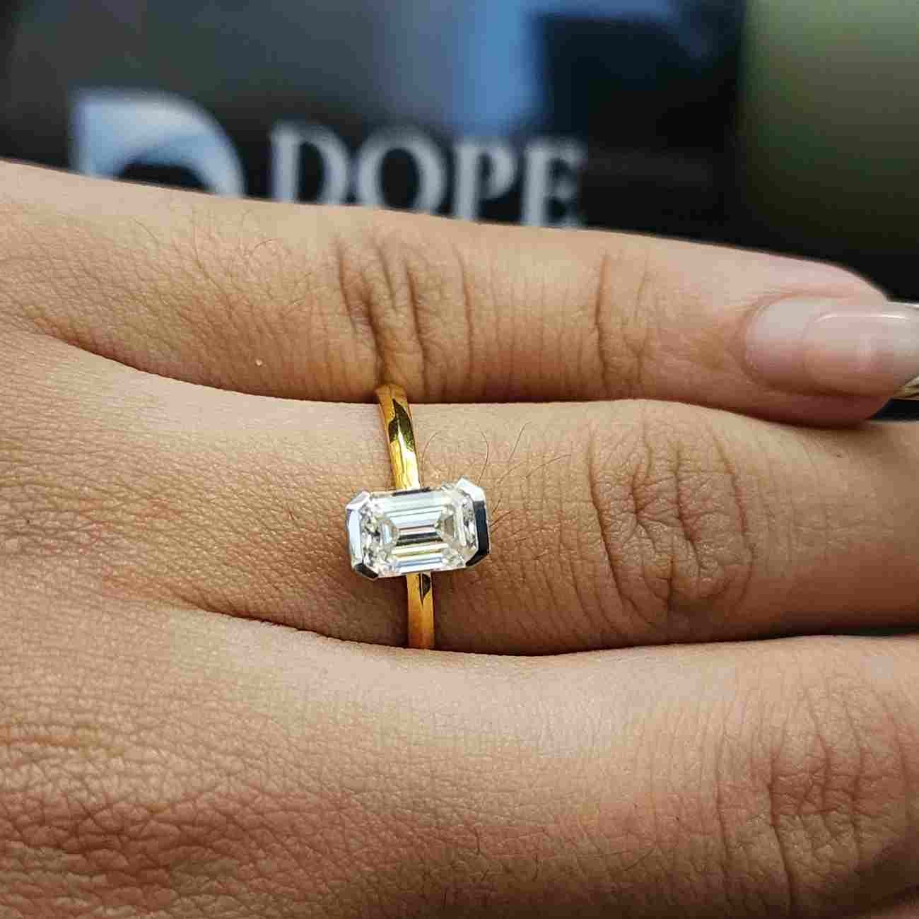 Classic Emerald Cut Lab Grown Solitaire Diamond Ring Alternate View