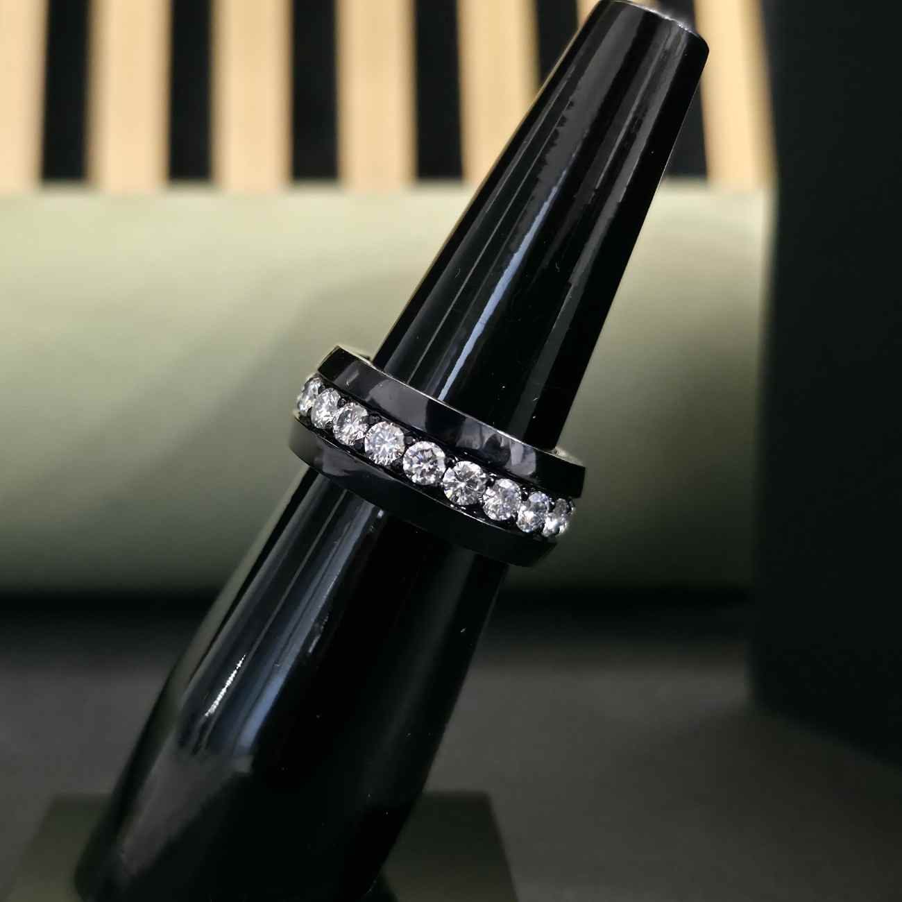 Classic Round Cut Black Row Lab Grown Diamond Band Ring