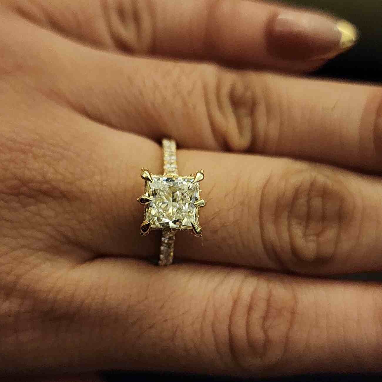 Elegant Princess Cut Lab Grown Solitaire Diamond Ring Alternate View