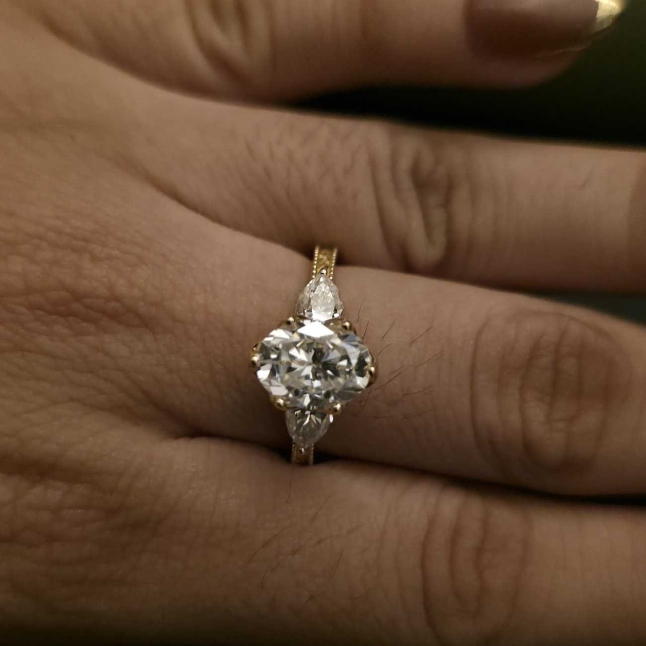 Oval Cut Three Stone Lab Grown Diamond Ring Alternate View