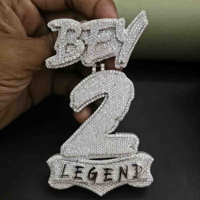 Custom Iced Out 2 Number Hip Hop Diamond Pendant Alternate View