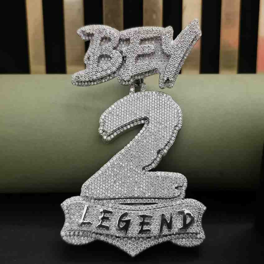 Custom Iced Out 2 Number Hip Hop Diamond Pendant