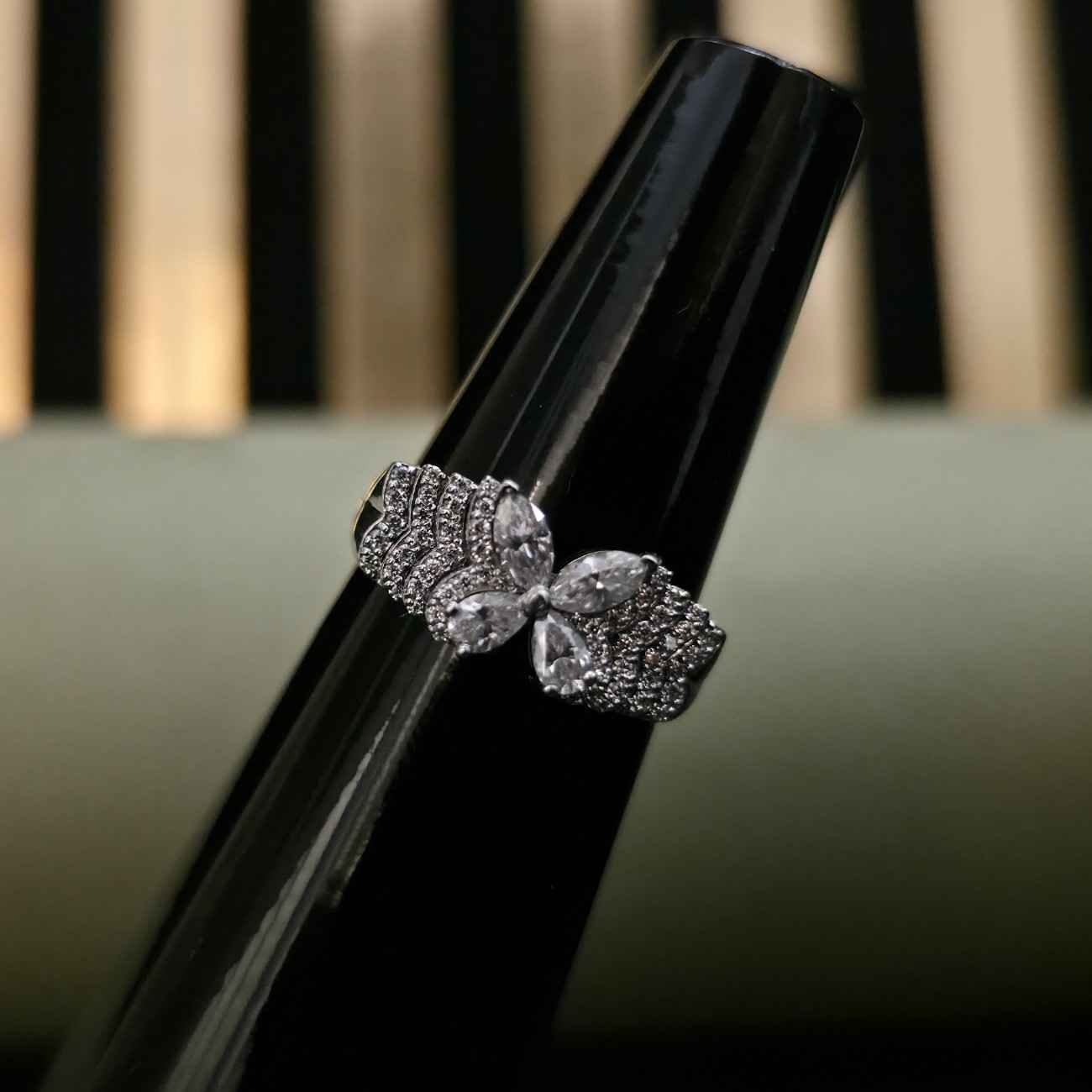Trendy Butterfly Shape Lab Grown Pave Diamond Ring For Her