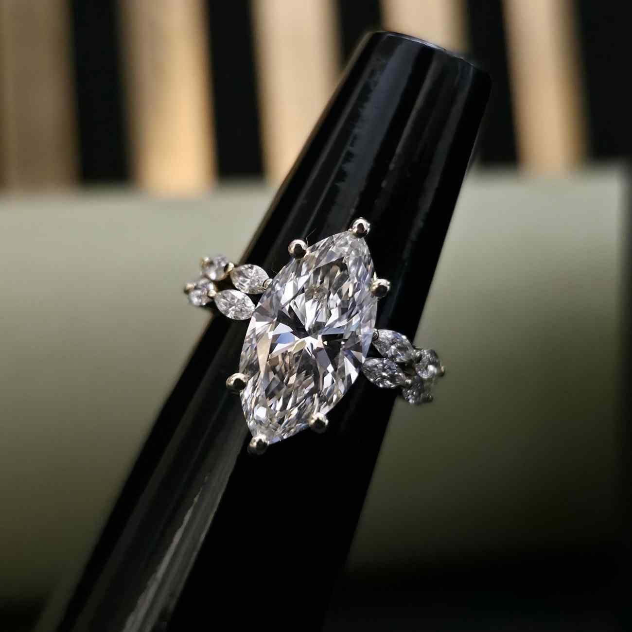 Women's Elegant Marquise Cut Lab Grown Diamond Ring