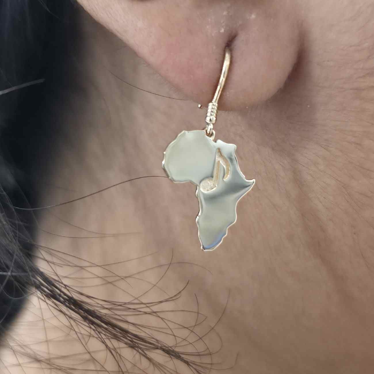 Unique Africa Map Music Note Dangle Earrings For Her Alternate View