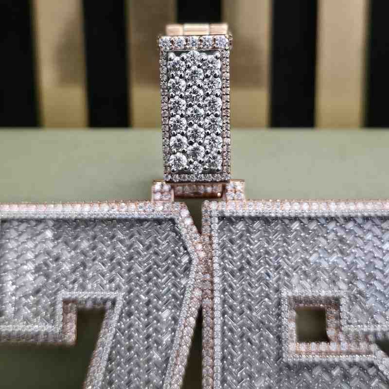 Full Iced Out 75 Number Rose Gold Hip Hop Diamond Pendant Alternate View