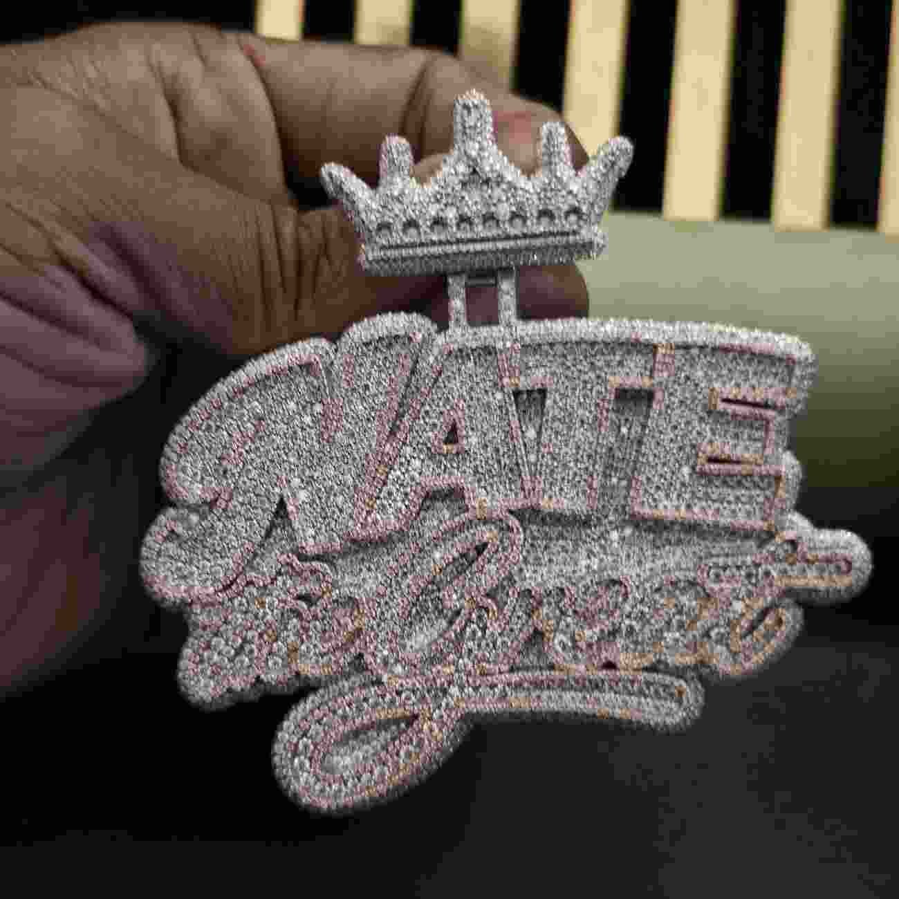 Customized Name Hip Hop Iced Out Diamond Pendant Alternate View