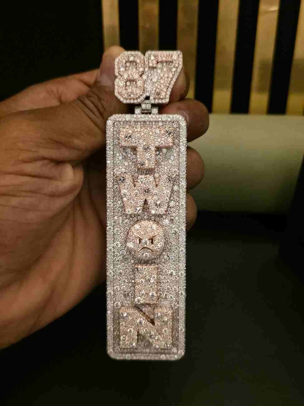 Custom Iced Out Letter TWIN Hip Hop Diamond Pendant Alternate View