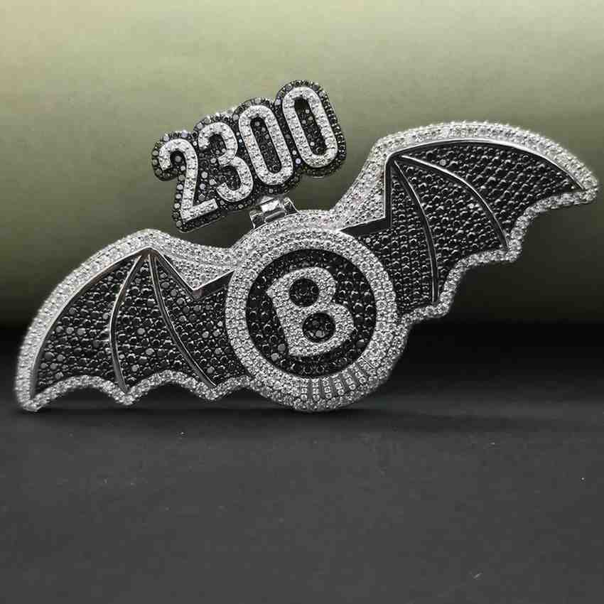 Unique Custom Iced Out Bat Man Hip Hop Diamond Pendant